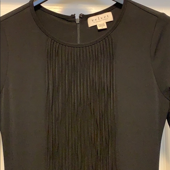 Black Fringe Dress by Velvet - Picture 2 of 3